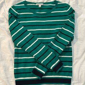 Like new J.Crew mercantile green, navy and white stripped sweater